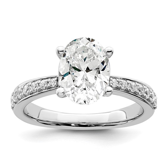 True Origin 14K White Gold 1/3 carat Lab Grown Diamond VS+ F+ Semi-Mount Oval Engagement Ring