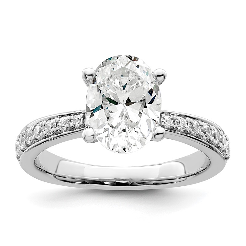 True Origin 14k White Gold 1/3 carat Lab Grown Diamond VS  D E F  Semi Mount Oval Engagement Ring