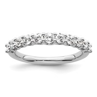 14K White Gold 0.75 Carat Lab Grown Diamond VS SI+ G+ Eleven Stone Complete Fashion Band view 1
