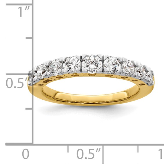 14k 1 carat Lab Grown Diamond VS/SI+ G+ Nine Stone Complete Fashion band