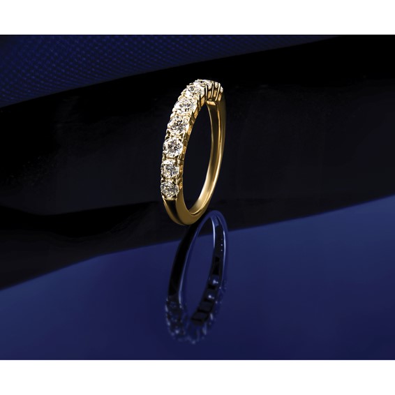 14k 1 carat Lab Grown Diamond VS/SI+ G+ Nine Stone Complete Fashion band