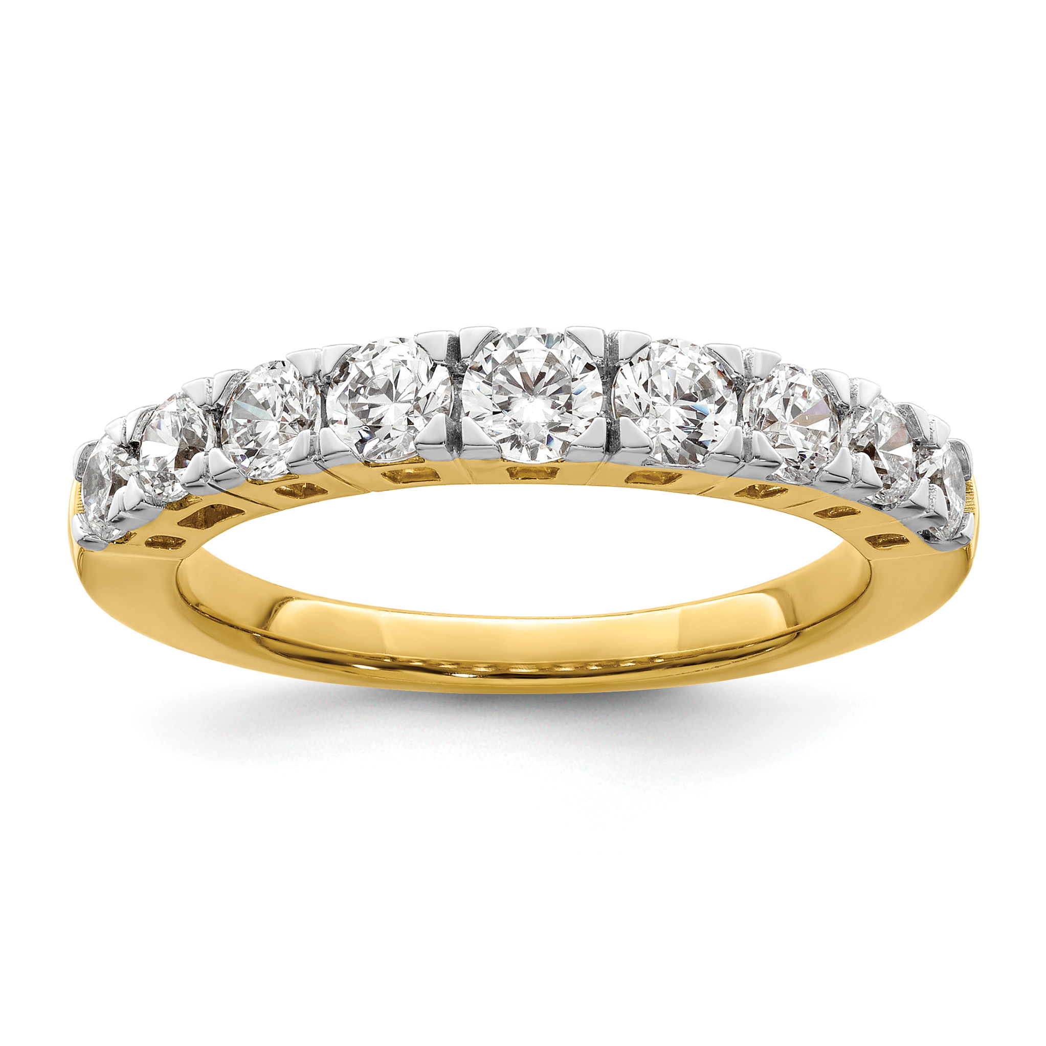 14k 1 carat Lab Grown Diamond VS/SI+ G+ Nine Stone Complete Fashion band (RM8636-100-7YLG)