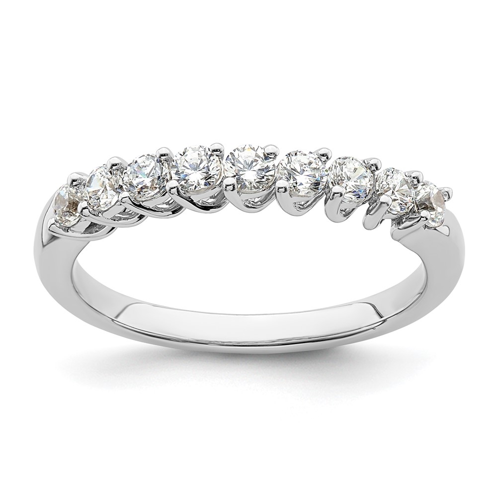 14K White Gold 0.50 Carat Lab Grown Diamond VS SI+ G+ Nine Stone Complete Fashion Band