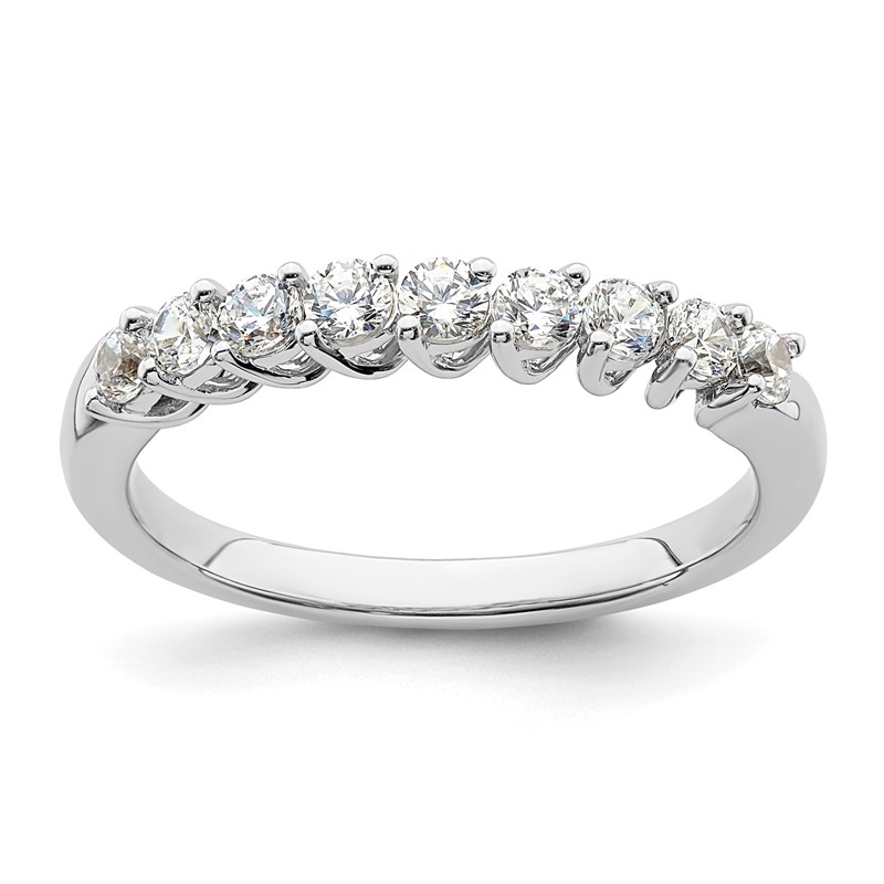 14k White Gold 1/2 carat Lab Grown Diamond VS/SI+ G+ Nine Stone Complete Fashion band