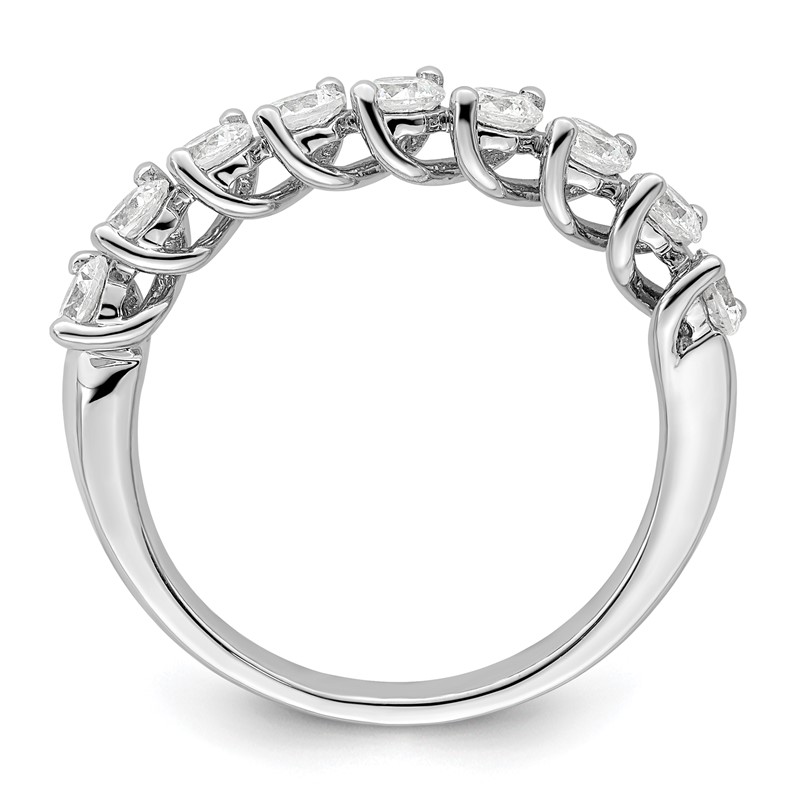 14k White Gold 1 carat Lab Grown Diamond VS/SI+ G+ Nine Stone Complete Fashion band