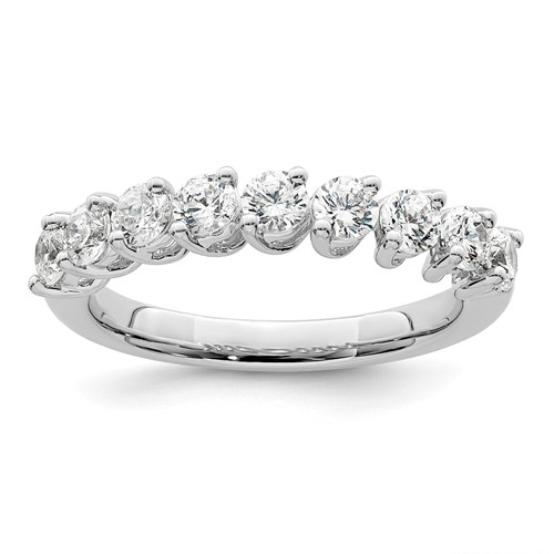 14K White Gold 1 Carat Lab Grown Diamond VS SI+ G+ Nine Stone Complete Fashion Band