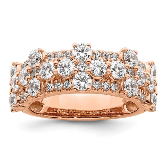 14k Rose Gold 2 1/2 carat Lab Gronw Diamond VS/SI+ G+ Complete Fashion Ring