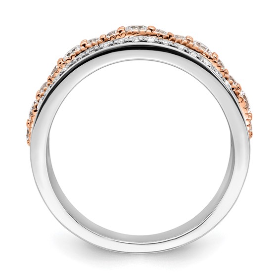 14k White and Rose Gold 1 carat Complete Diamond Wedding Band