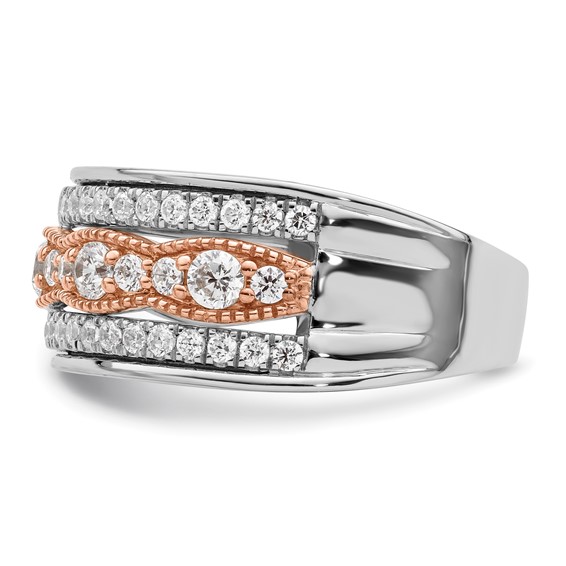 14k White and Rose Gold 1 carat Complete Diamond Wedding Band