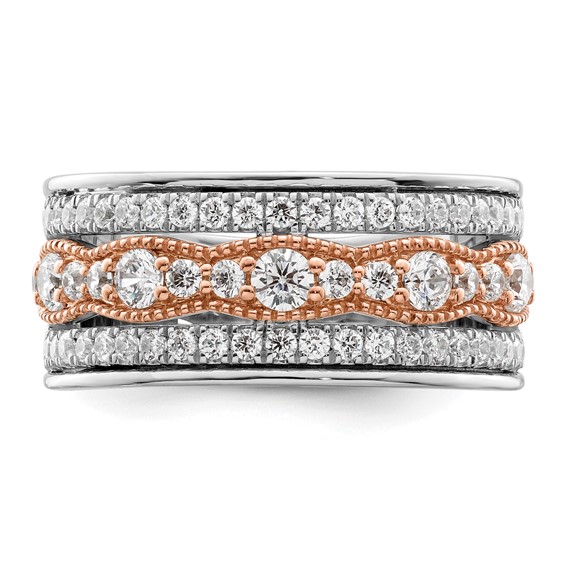 14k White and Rose Gold 1 carat Complete Diamond Wedding Band