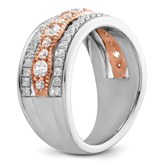 14k White and Rose Gold 1 carat Complete Diamond Wedding Band