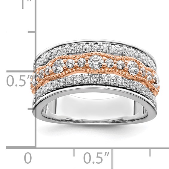 14k White and Rose Gold 1 carat Complete Diamond Wedding Band