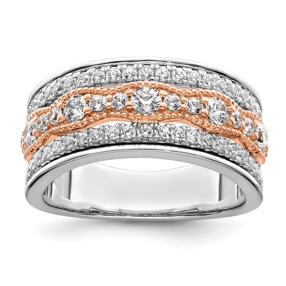 14k White and Rose Gold 1 carat Complete Diamond Wedding Band