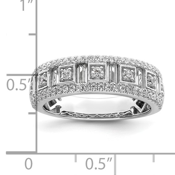 14K White Gold 7/8 carat Round/Baguette Complete Diamond Band