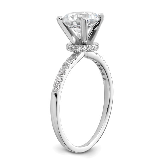 14K White Gold (Holds 1.5 carat (7.5mm) Round Center) 1/4 carat Diamond Semi-mount Engagement Ring
