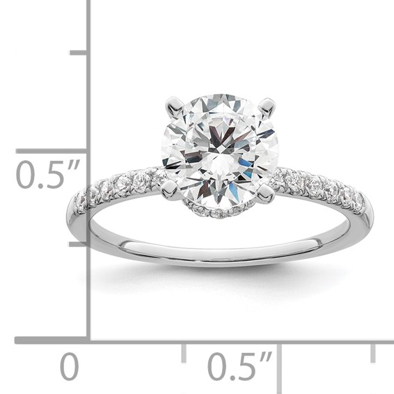 14K White Gold (Holds 1.5 carat (7.5mm) Round Center) 1/4 carat Diamond Semi-mount Engagement Ring