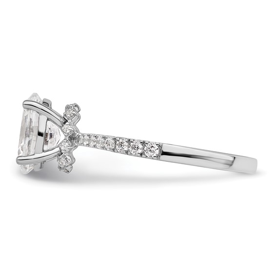 14k White Gold (Holds 1.5 carat (8.8x6.5mm) Oval Center) 1/4 carat Diamond Semi-Mount Engagement Ring