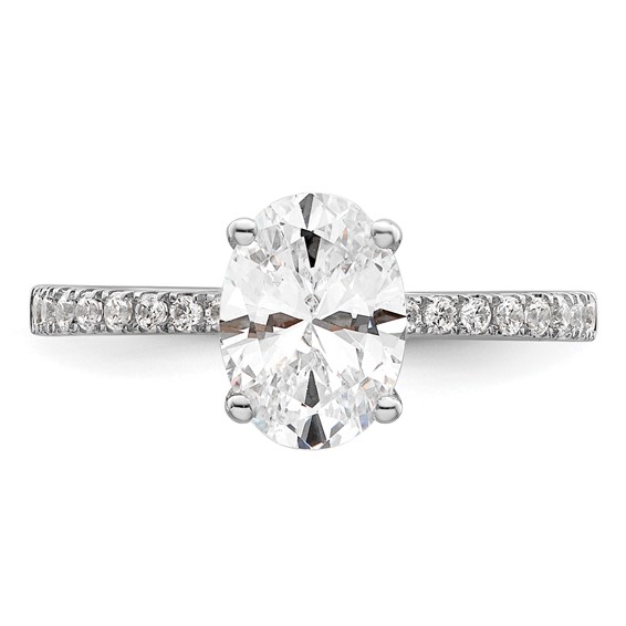 14k White Gold (Holds 1.5 carat (8.8x6.5mm) Oval Center) 1/4 carat Diamond Semi-Mount Engagement Ring