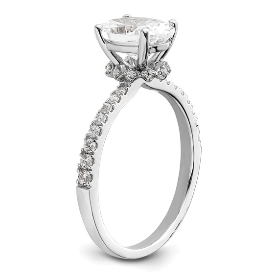 14k White Gold (Holds 1.5 carat (8.8x6.5mm) Oval Center) 1/4 carat Diamond Semi-Mount Engagement Ring