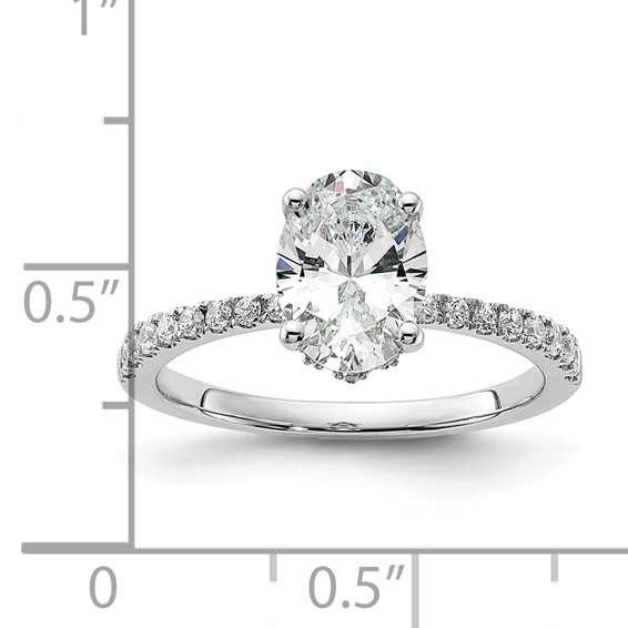 14k White Gold (Holds 1.5 carat (8.8x6.5mm) Oval Center) 1/4 carat Diamond Semi-Mount Engagement Ring