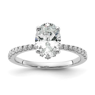 14k White Gold (Holds 1.5 carat (8.8x6.5mm) Oval Center) 1/4 carat Diamond Semi-Mount Engagement Ring