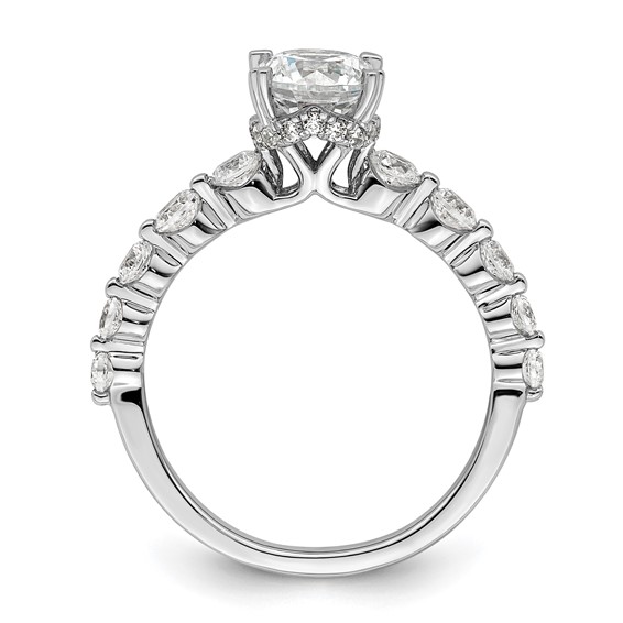 14k White Gold 3/4 carat Lab Grown Diamond VS/SI+ G+ 3/4 carat Center Round Semi Mount Solitaire Engagement Ring