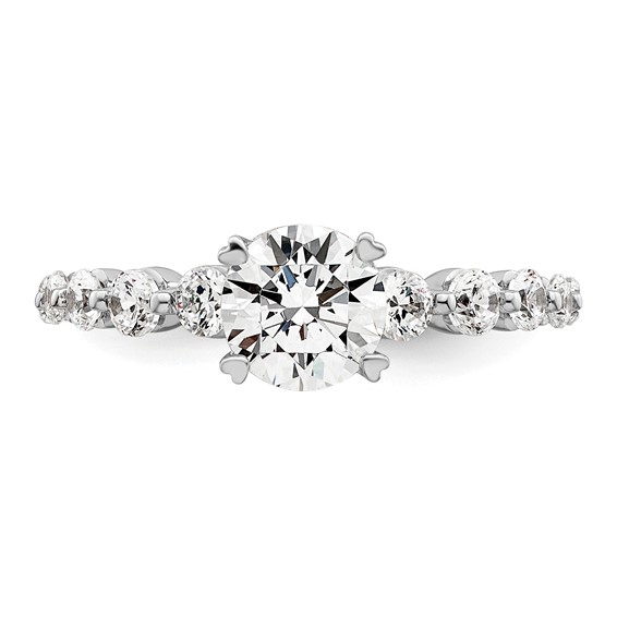14k White Gold 3/4 carat Lab Grown Diamond VS/SI+ G+ 3/4 carat Center Round Semi Mount Solitaire Engagement Ring