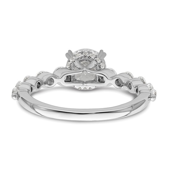 14k White Gold 3/4 carat Lab Grown Diamond VS/SI+ G+ 3/4 carat Center Round Semi Mount Solitaire Engagement Ring