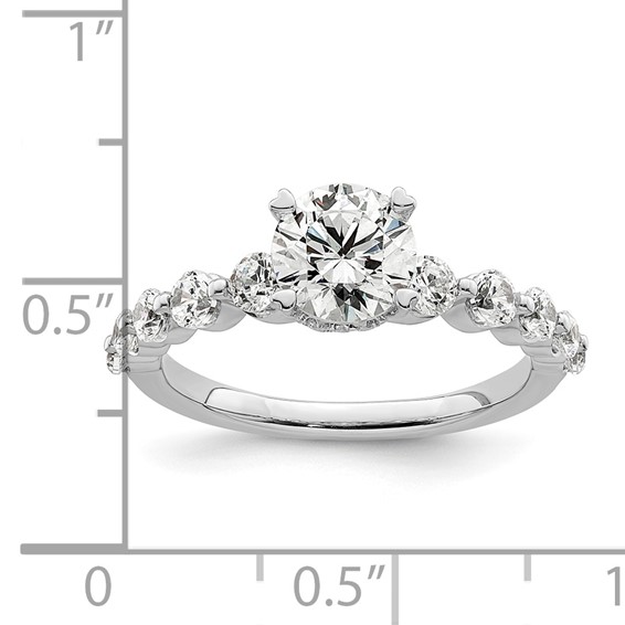 14k White Gold 3/4 carat Lab Grown Diamond VS/SI+ G+ 3/4 carat Center Round Semi Mount Solitaire Engagement Ring