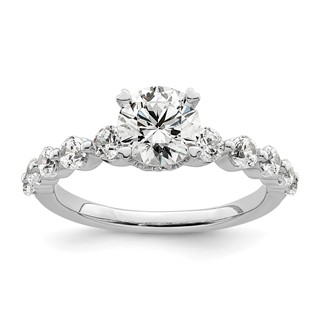 14k White Gold 3/4 carat Lab Grown Diamond VS/SI+ G+ 3/4 carat Center Round Semi Mount Solitaire Engagement Ring