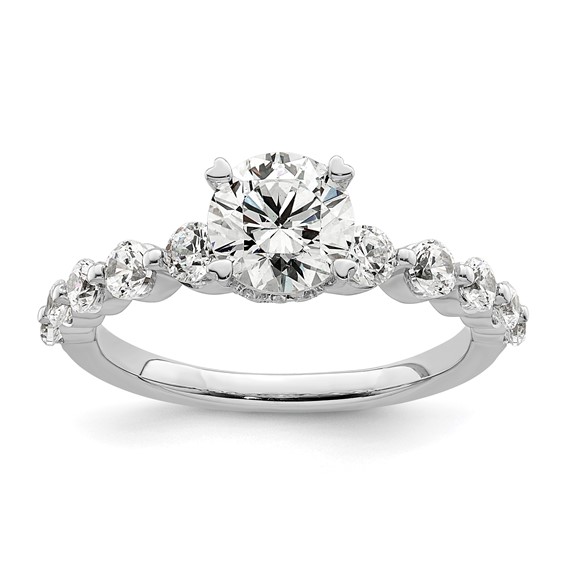 14k White Gold 3/4 carat Lab Grown Diamond VS/SI+ G+ 3/4 carat Center Round Semi Mount Solitaire Engagement Ring