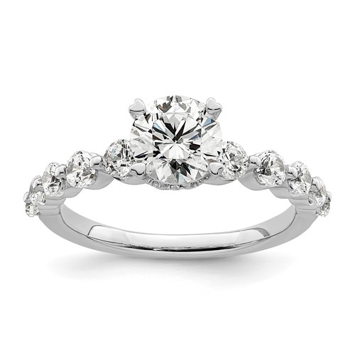 14K White Gold 0.75 Carat Lab Grown Diamond VS SI+ G+ 0.75 Carat Center Round Semi Mount Solitaire Engagement Ring