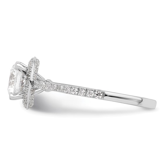 14K White Gold Vintage Halo (Holds 1 carat (6.5mm) Round Center) 1/3 carat Diamond Semi-mount Engagement Ring