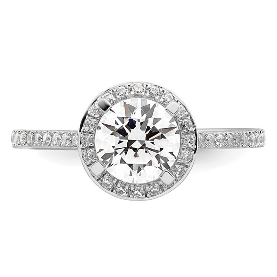 14K White Gold Vintage Halo (Holds 1 carat (6.5mm) Round Center) 1/3 carat Diamond Semi-mount Engagement Ring