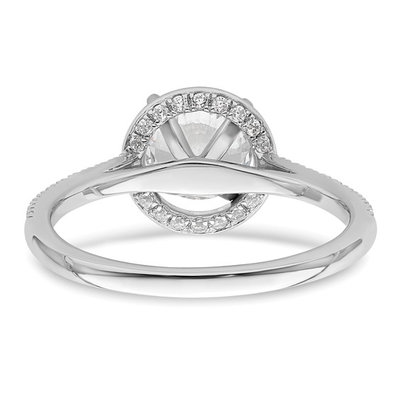 14K White Gold Vintage Halo (Holds 1 carat (6.5mm) Round Center) 1/3 carat Diamond Semi-mount Engagement Ring