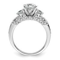 14K White Gold 1.75 Carat Lab Grown Diamond VS+ F+ Round Complete Three Stone Engagement Ring view 2