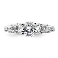 14K White Gold 1.75 Carat Lab Grown Diamond VS+ F+ Round Complete Three Stone Engagement Ring view 4