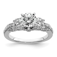 14K White Gold 1.75 Carat Lab Grown Diamond VS+ F+ Round Complete Three Stone Engagement Ring view 1