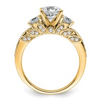 14K Yellow Gold 1.75 Carat Lab Grown Diamond VS SI+ G+ Round Complete Three Stone Engagement Ring view 2