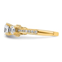 14K Yellow Gold 1.75 Carat Lab Grown Diamond VS SI+ G+ Round Complete Three Stone Engagement Ring view 3