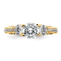 14K Yellow Gold 1.75 Carat Lab Grown Diamond VS SI+ G+ Round Complete Three Stone Engagement Ring view 4