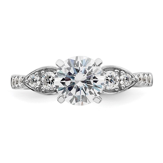 14K White Gold (Holds 1.25 carat (7.00mm) Round Center) 3/8 carat Diamond Semi-Mount Engagement Ring