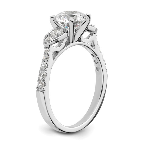 14K White Gold (Holds 1.25 carat (7.00mm) Round Center) 3/8 carat Diamond Semi-Mount Engagement Ring
