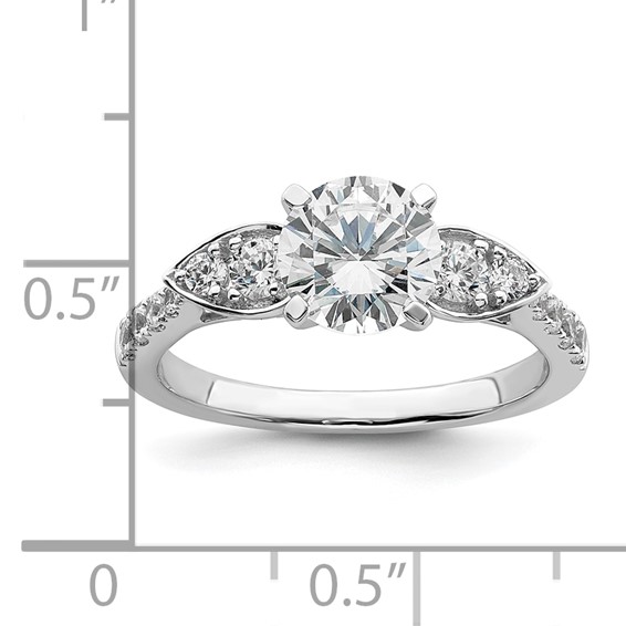 14K White Gold (Holds 1.25 carat (7.00mm) Round Center) 3/8 carat Diamond Semi-Mount Engagement Ring