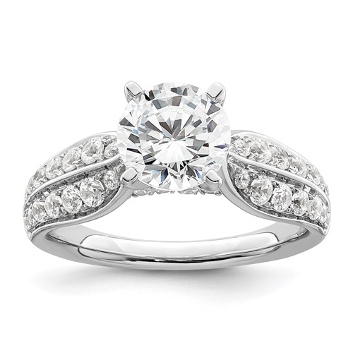 14K White Gold 1.62 Carat Lab Grown Diamond VS SI+ G+ Round Complete Engagement Ring