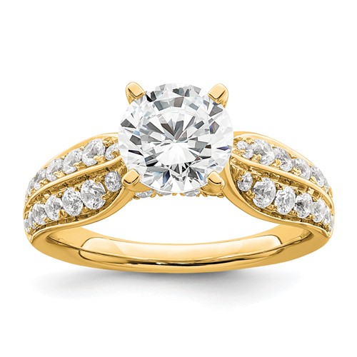 14K Yellow Gold 1.62 Carat Lab Grown Diamond VS SI+ G+ Round Complete Engagement Ring