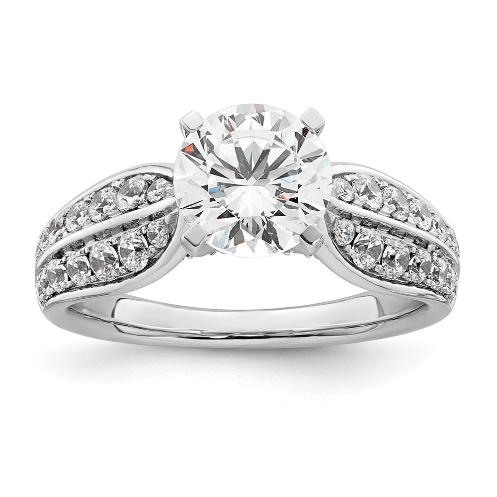 14K White Gold 2.12 Carat Lab Grown Diamond VS SI+ G+ Round Certified Complete Engagement Ring