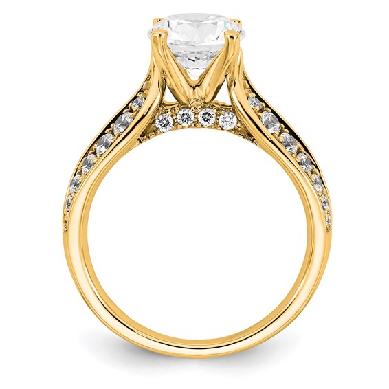 14k 2 1/8 carat Lab Grown Diamond VS/SI+ G+ Round Complete Engagement Ring