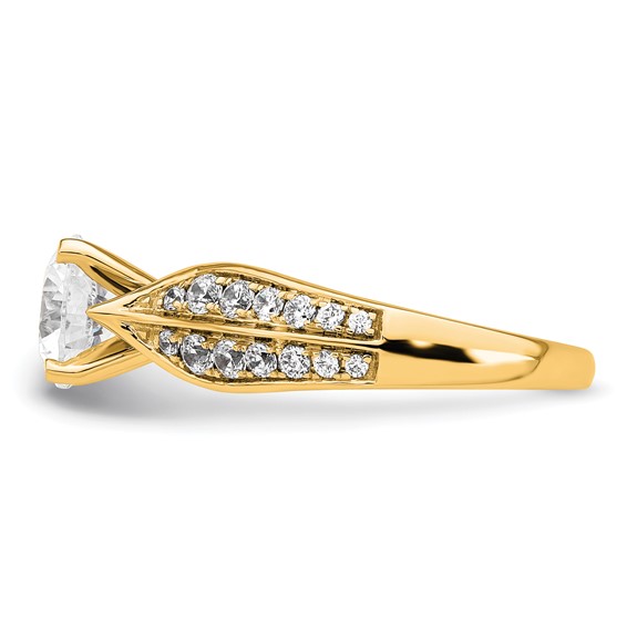 14k 2 1/8 carat Lab Grown Diamond VS/SI+ G+ Round Complete Engagement Ring