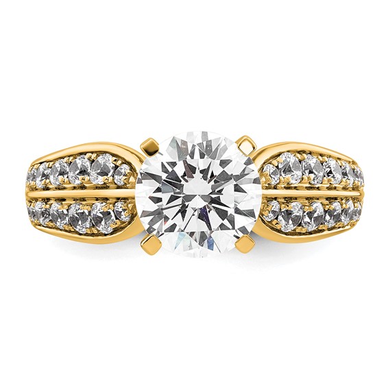 14k 2 1/8 carat Lab Grown Diamond VS/SI+ G+ Round Complete Engagement Ring